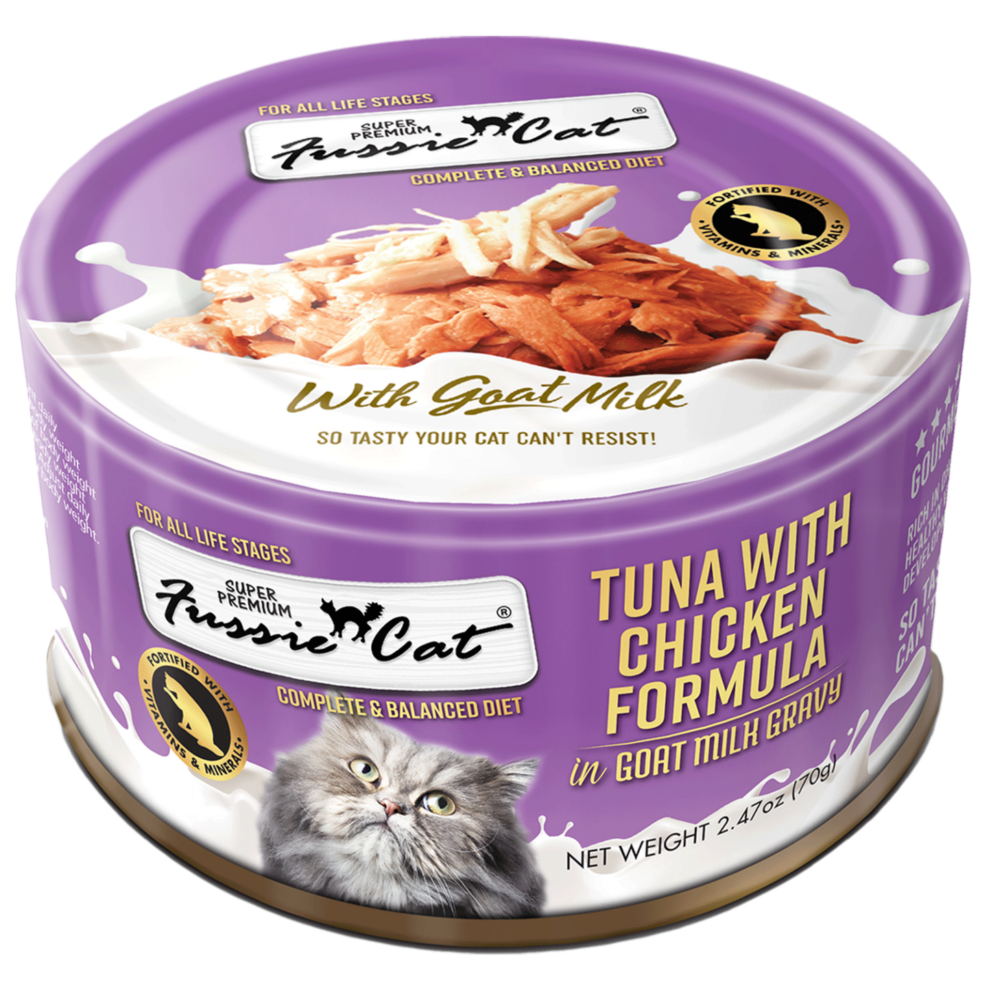 Fussie Cat Super Premium Tuna with Chicken in Goat Milk Gravy
