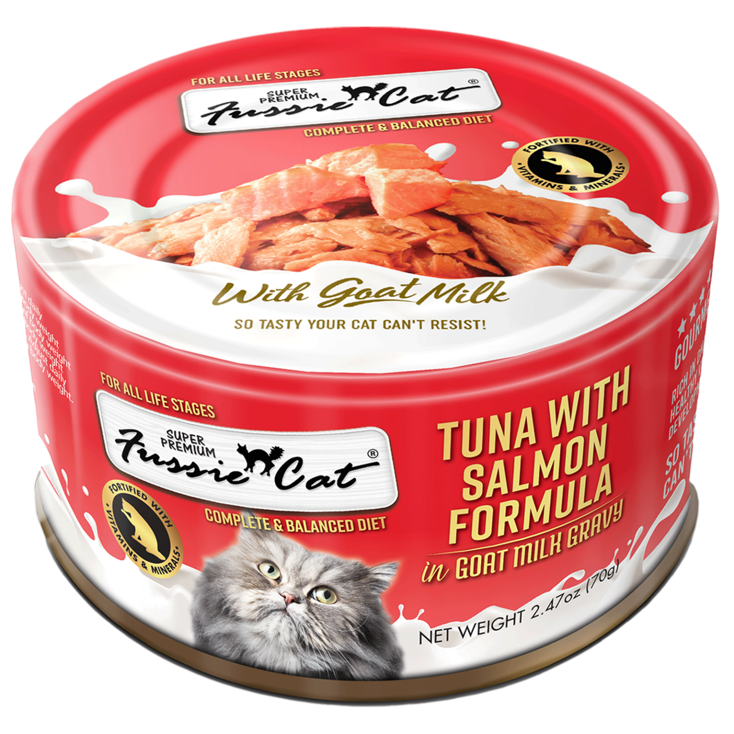 Fussie Cat Super Premium Tuna with Salmon in Goat Milk Gravy