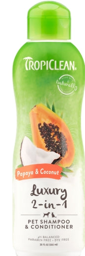 TropiClean Papaya & Coconut Luxury 2-in-1 Dog & Cat Shampoo & Conditioner