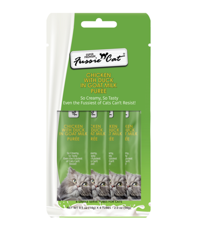 fussie cat gf puree chicken and duck goat milk