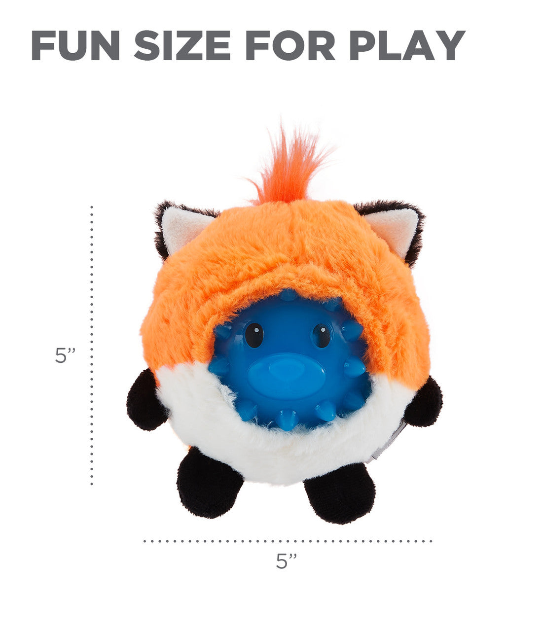 Unbelieva-Ball Fox Plush Toy Light up Dog Ball, Orange