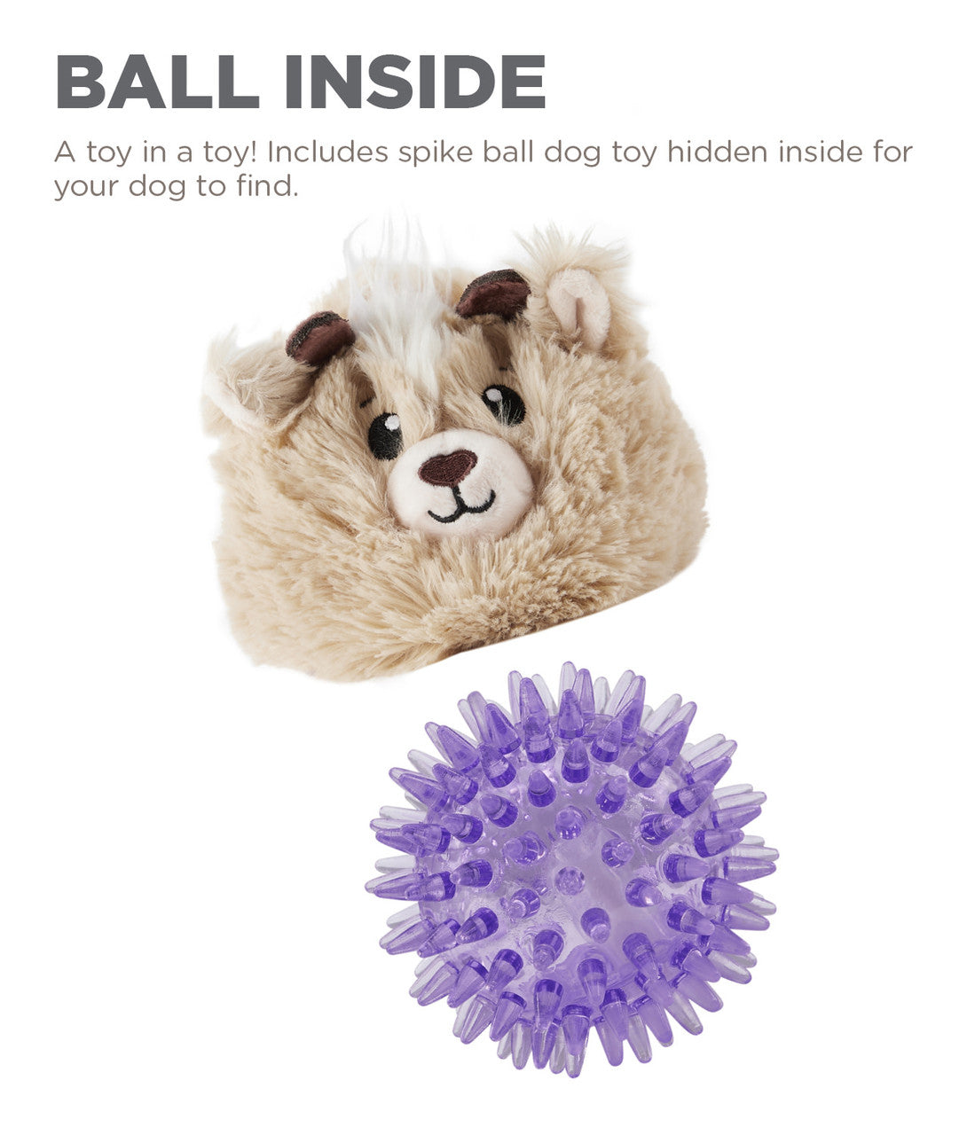 Reversi-Balls Spike Ball Dog Toy BROWN ANTELOPE