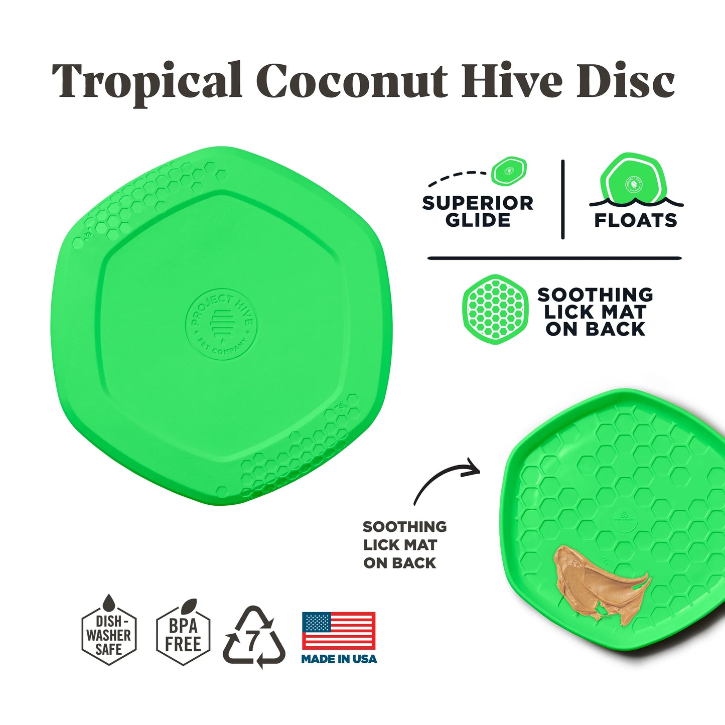 Project Hive. Hive Disc & Lick Mat - Tropical Coconut Scent