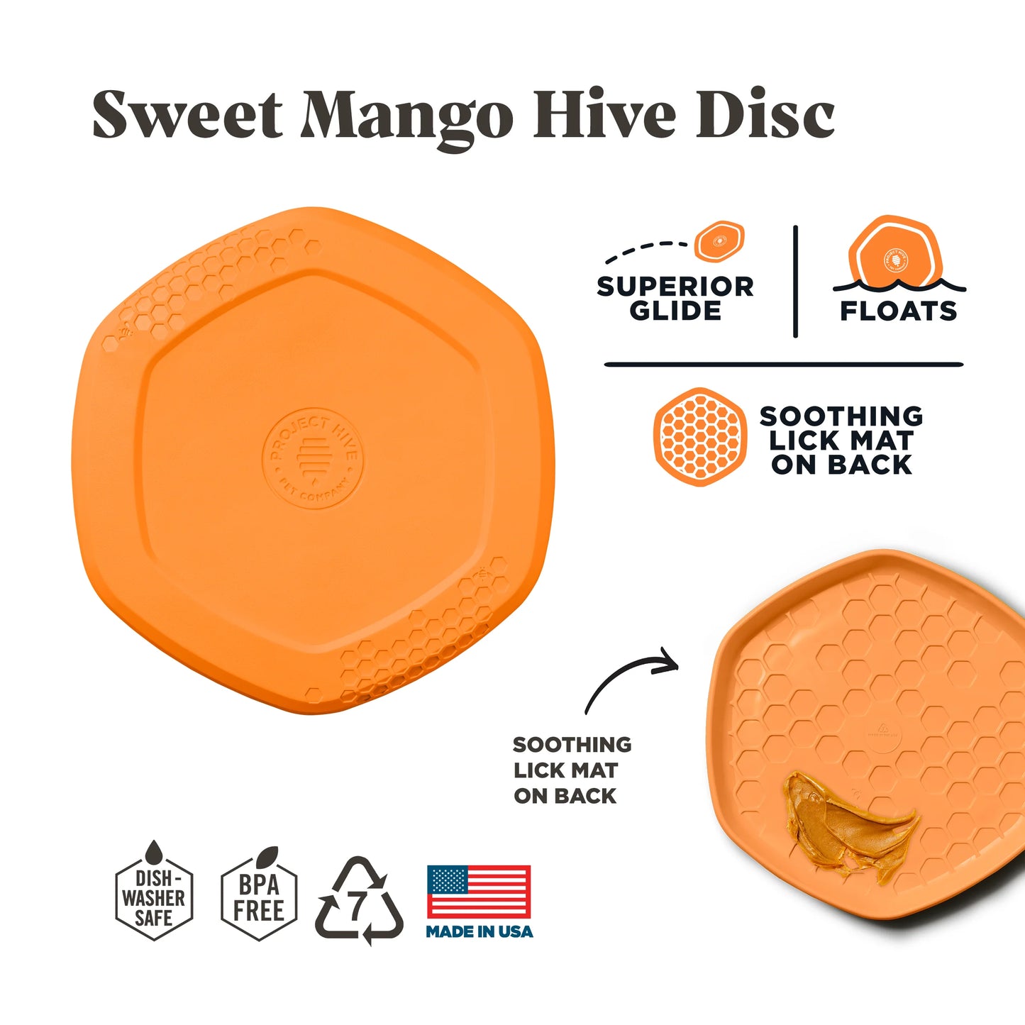 Project Hive Hive Disc & Lick Mat - Sweet Mango Scent