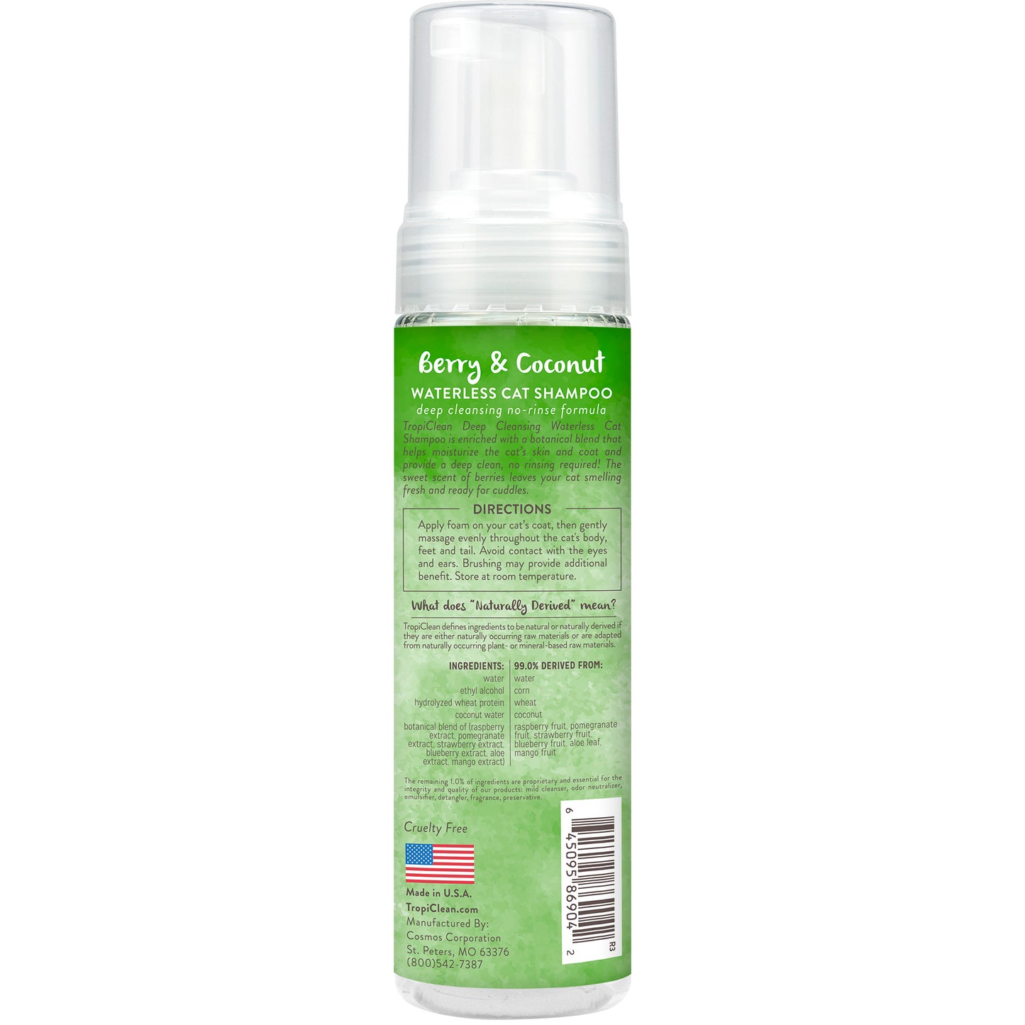 Tropiclean Waterless Cat Shampoo Berry & Coconut