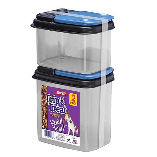 BUDDEEZ .6 QT & 1 QT PET TRIP TREAT TRAVEL CANISTERS 2 PK EA