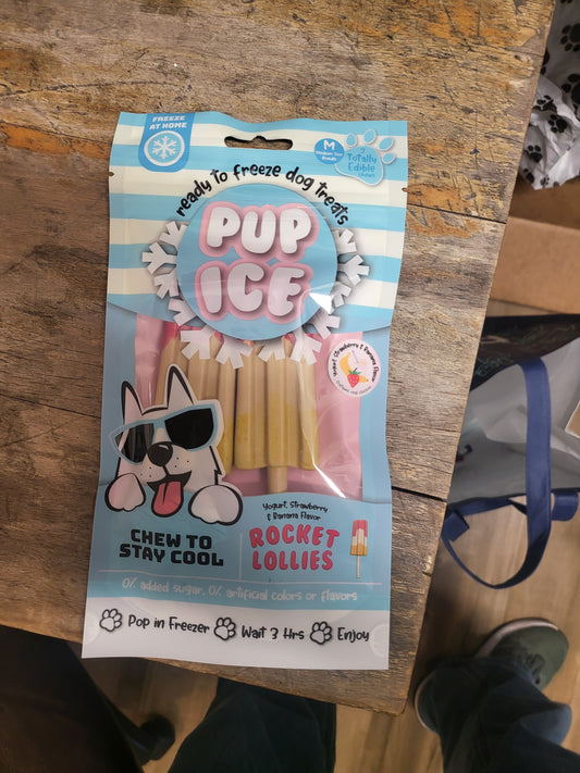 Pup ice yogurt strawberry banana lollie