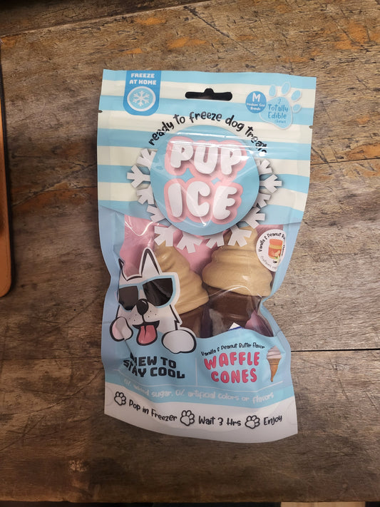 Pup ice waffle cone peanut butter