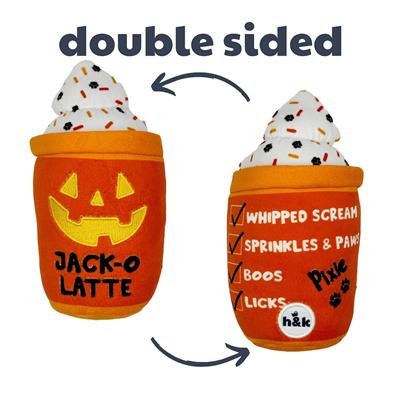 Huxkey and Kent jack o latte dog toy