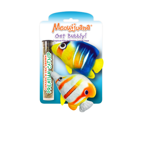 Meowijuana get bubbly tropical fish cat toys 2 pack