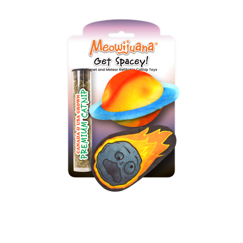 Meowijuana get spacey comet and planet cat toys 2 pack