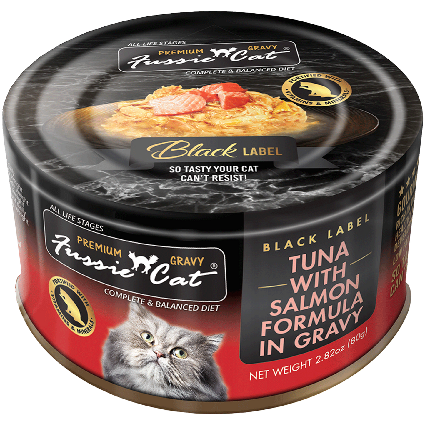 NEW Fussie Cat Tuna with Salmon in Gravy 2.8oz