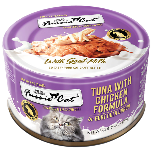 Fussie Cat Super Premium Tuna with Chicken in Goat Milk Gravy