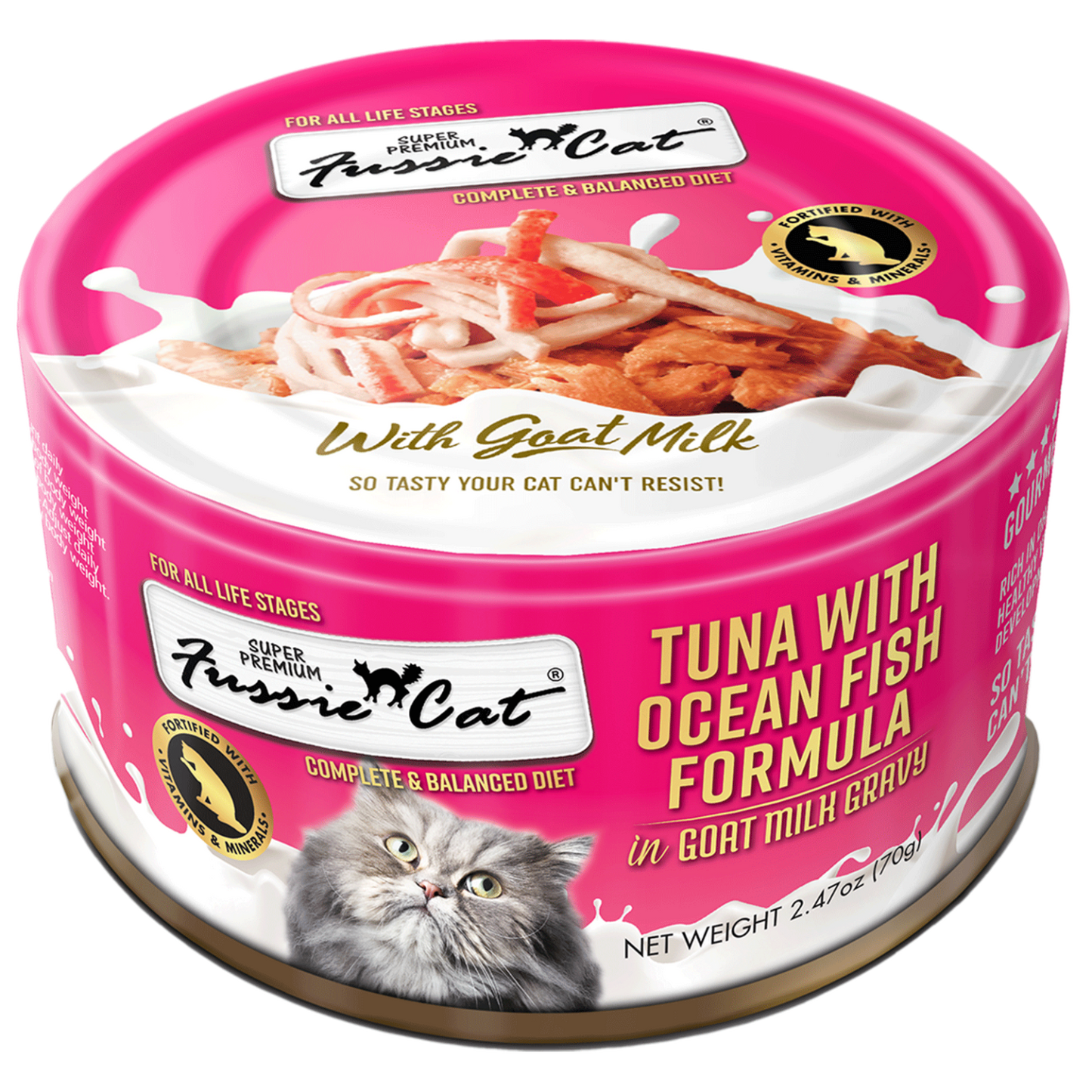 Fussie Cat Super Premium Tuna with Ocean Fish in Goat Milk Gravy