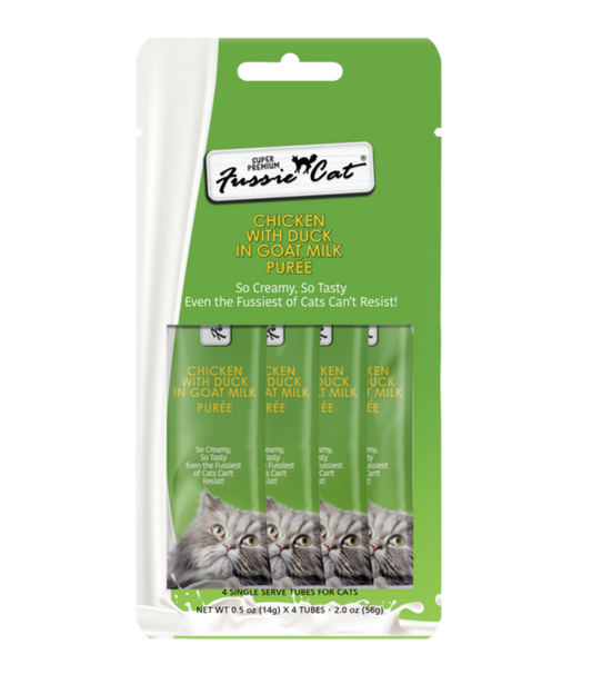 fussie cat gf puree chicken and duck goat milk