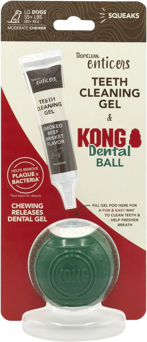 Tropiclean dog enticers dental ball beef brisket flavored