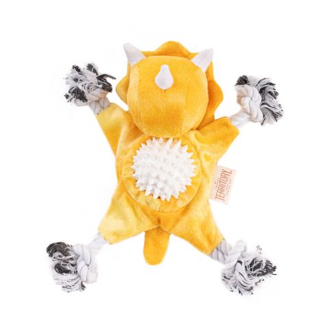 territory dog 2 in 1 triceratops fetch and tug toy