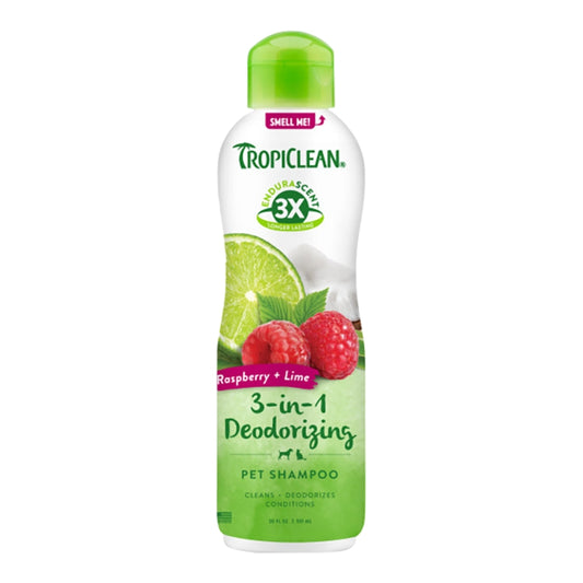 TropiClean Raspberry & Lime 3-in1 Deodorizing Pet Shampoo