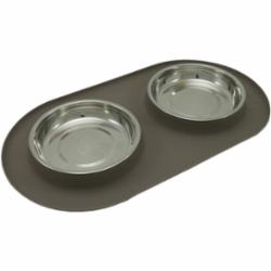MESSY MUTTS CAT DOUBLE FEEDER SILICONE GREY