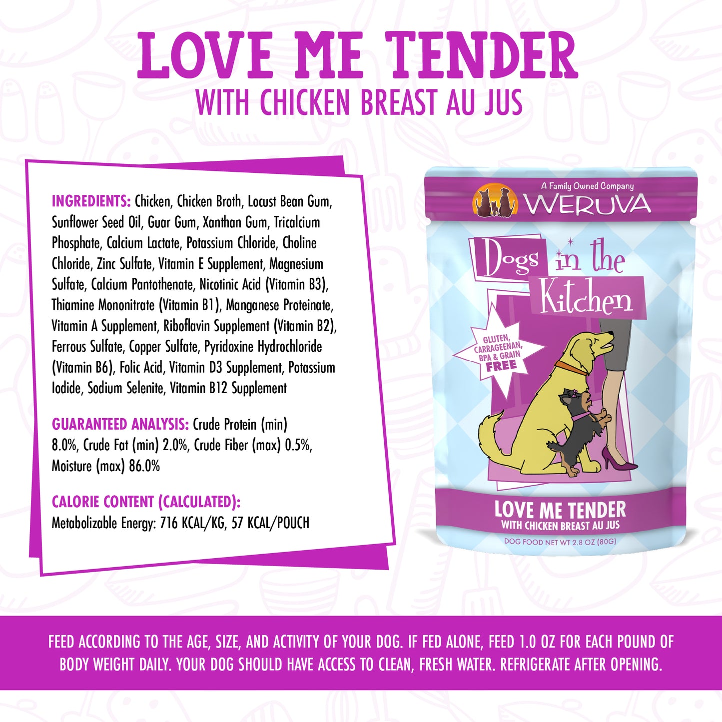 Dogs in the Kitchen "Love Me Tender" with Chicken Breast Au Jus (2.8 oz Pouch)
