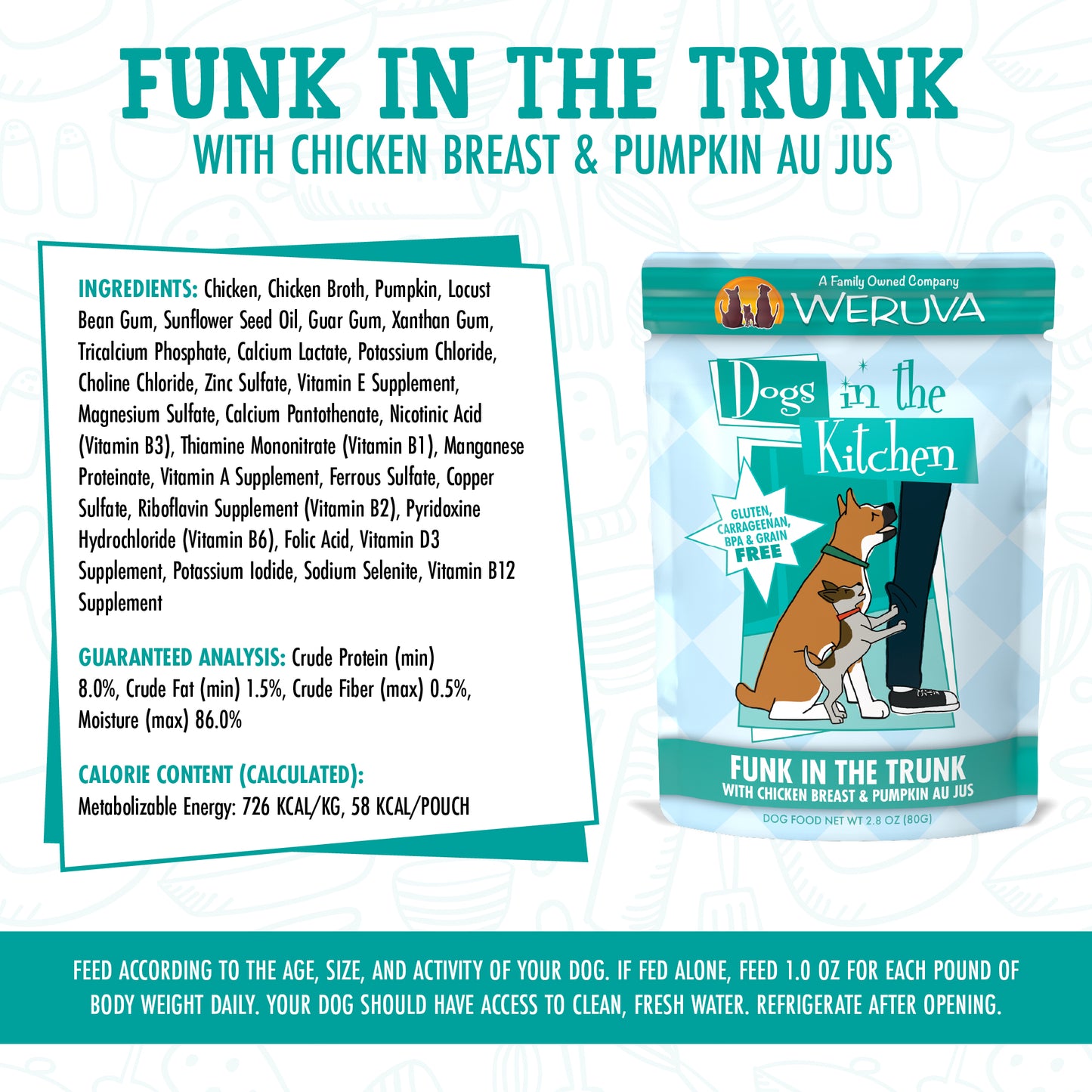 Dogs in the Kitchen "Funk in the Trunk" with Chicken & Pumpkin Au Jus (2.8 oz Pouch)