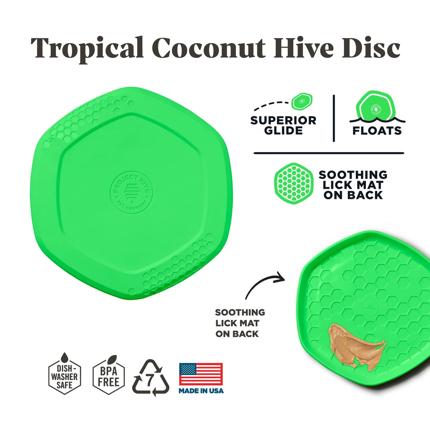 Project Hive.  Hive Disc & Lick Mat - Tropical Coconut Scent