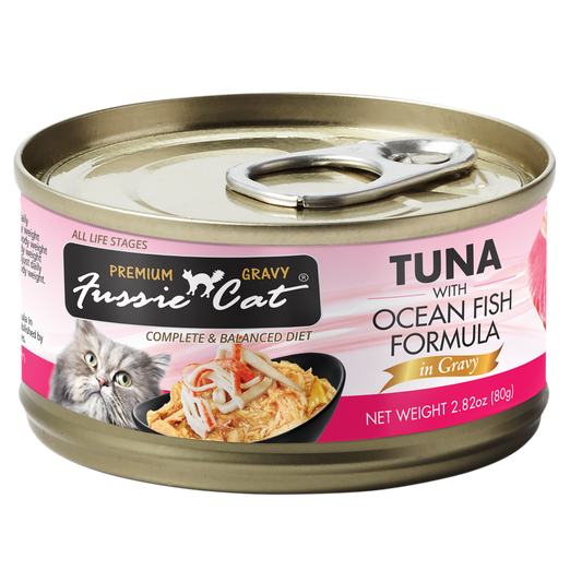 NEW Fussie Cat Tuna with Ocean Fish in Gravy 2.8oz