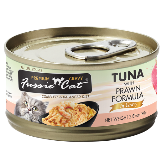 NEW Fussie Cat Tuna with Prawn in Gravy 2.8oz