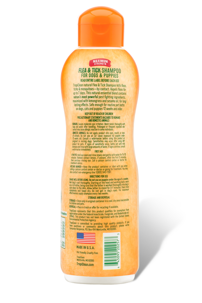 TROPICLEAN NATURAL FLEA & TICK SHAMPOO, MAXIMUM STRENGTH