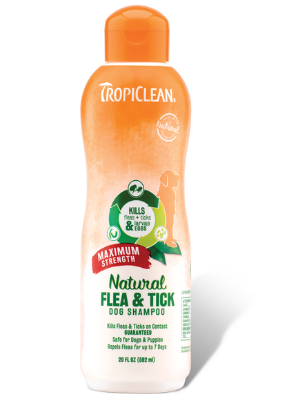 TROPICLEAN NATURAL FLEA & TICK SHAMPOO, MAXIMUM STRENGTH