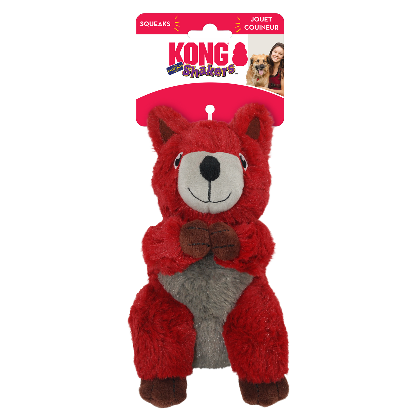 Kong Passport Shakers Red Squirrel Dog Toy