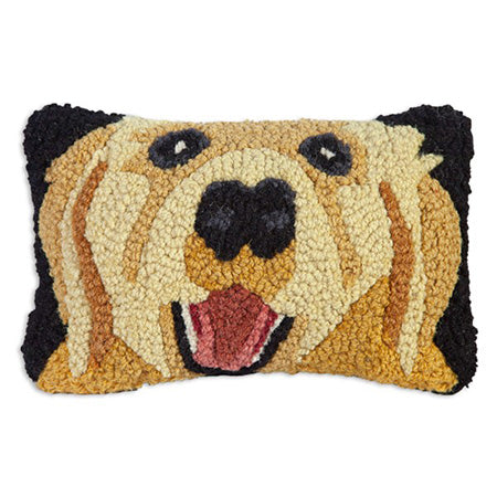 Chandler 4 Corners Hooked Wool Golden Retriever Decorative Pillow
